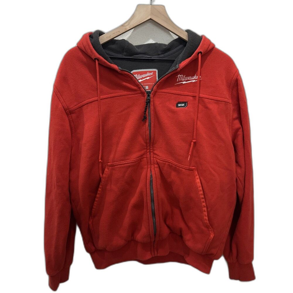 Milwaukee Men’s Red Heated Gear M12 Full-Zip Hoodie Sweatshirt Medium